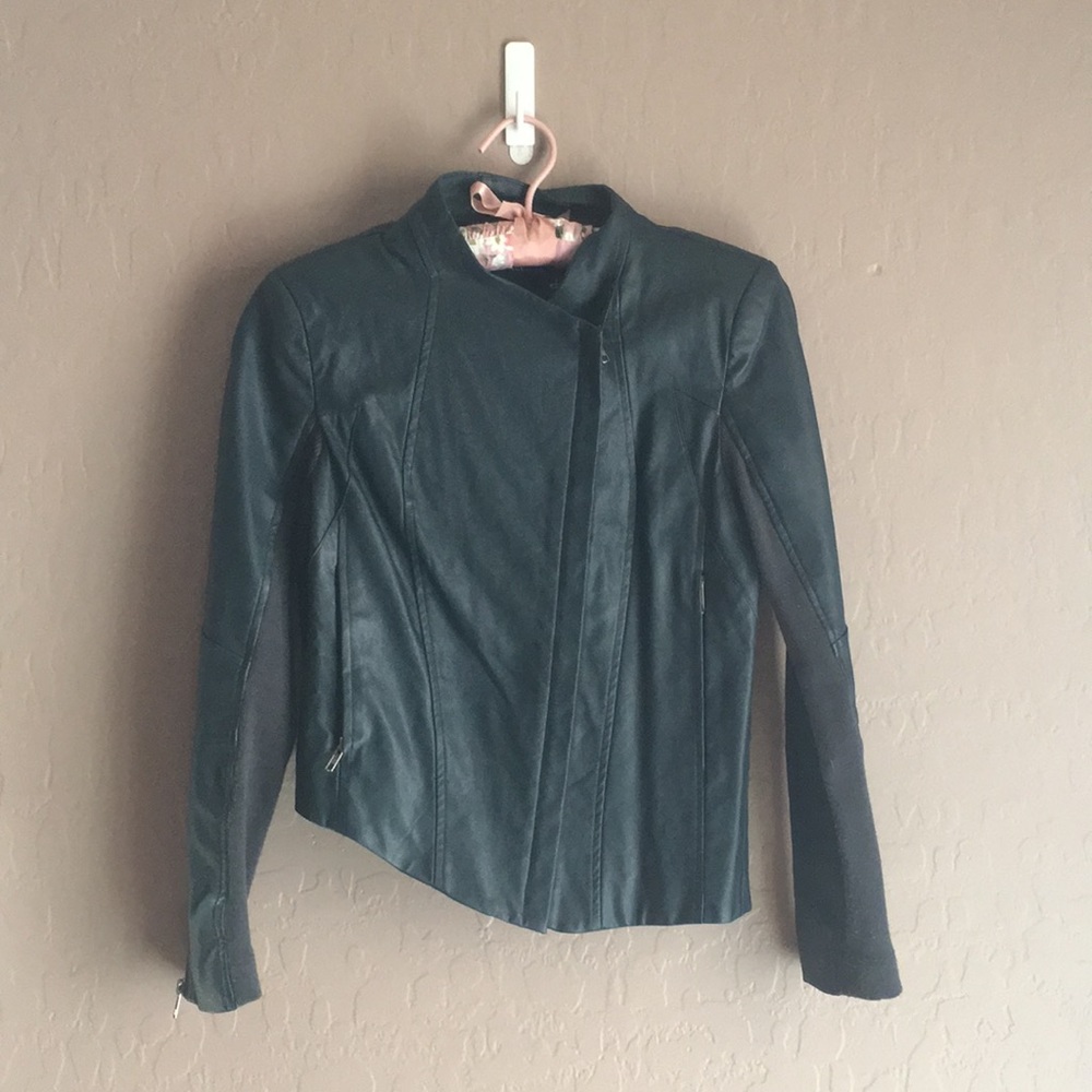 Olivaceous Teal Faux Leather Jacket sz S
